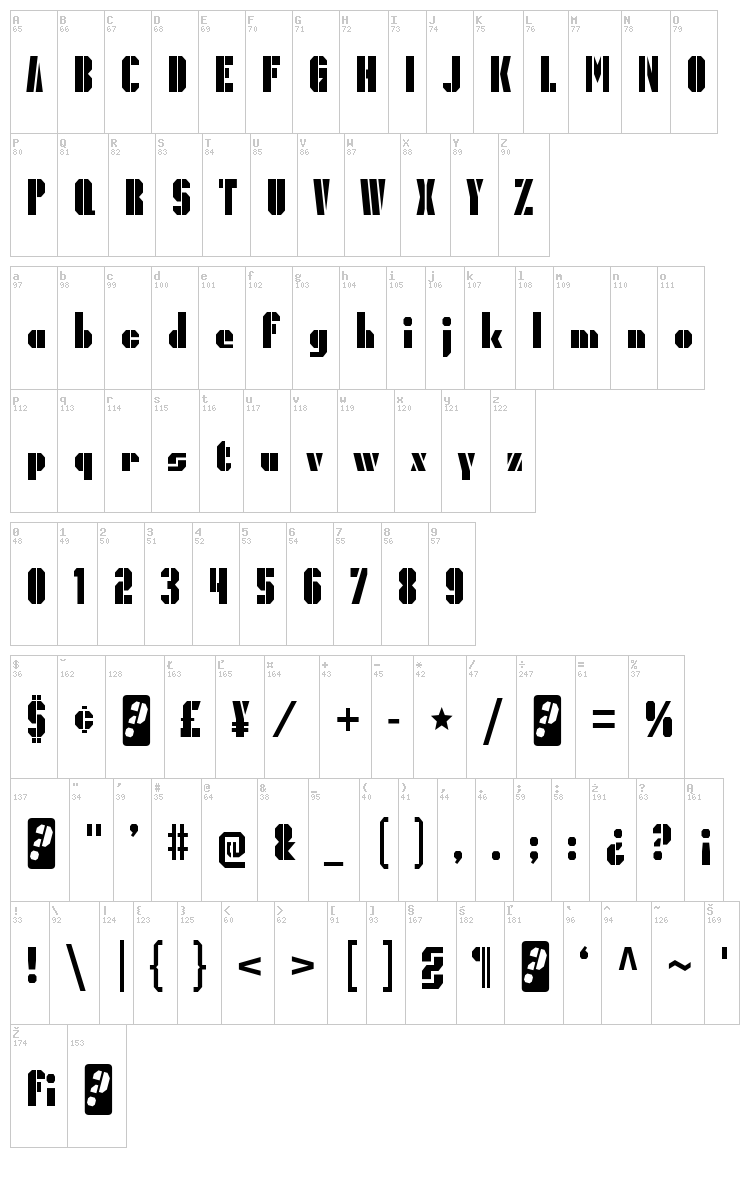 President Gas font map